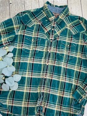 Wrangler Retro Pearl Snap Plaid Cowboy Western Shirt